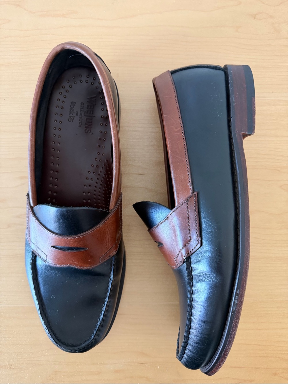G. H. Bass & Co. Weejuns for Belk Leather Two Tone Black Brown Carl Penny Loafer